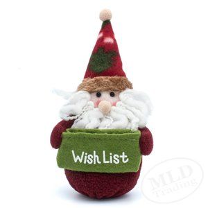 8-Inch Plush Santa Claus Toy - Christmas Holiday Stuffed Santa w/ Weighted Base